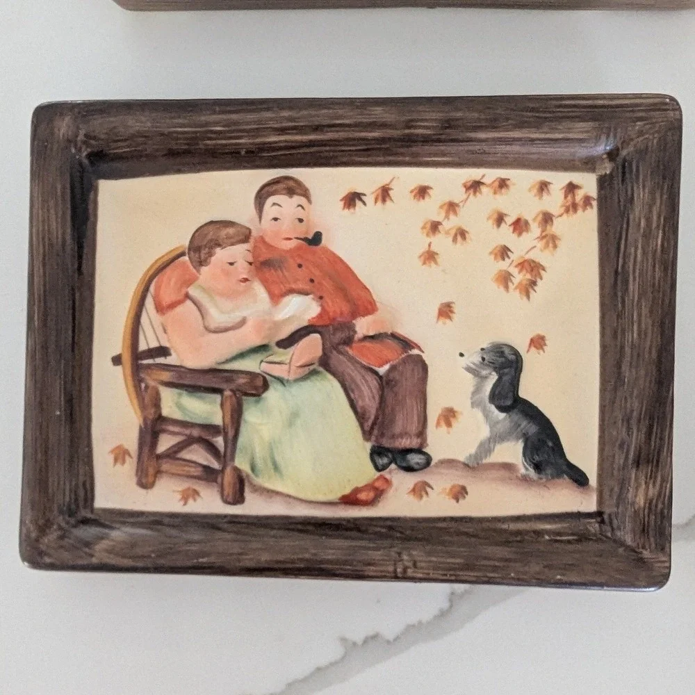 Vtg MCM Napco Four Seasons of Love Ceramic Wall Plaques Set of 3 Missing Summer
